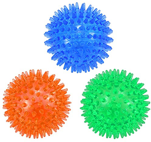petizer 3-Pack Squeaky Dog Ball Toys,Dogs Chew Spiky Ball, Jouet de Piscine pour Chien Flottant, Jouets à mâcher de Chien pour l’Ennui
