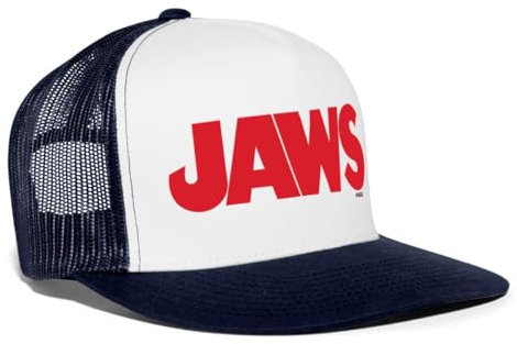 Spreadshirt Der Weiße Hai Jaws Klassisches Logo Trucker Cap, One Size, Weiß/Navy
