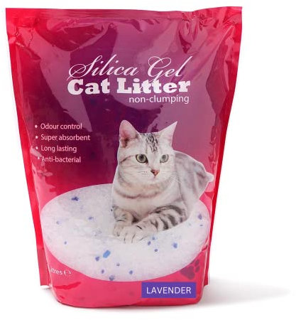 FabFinds Silica Cat litter Non Clumping Scented Cat Litter Dust Free Long Lasting Silica Gel Cat Litter (5 Litres, Lavender Silica Gel), White