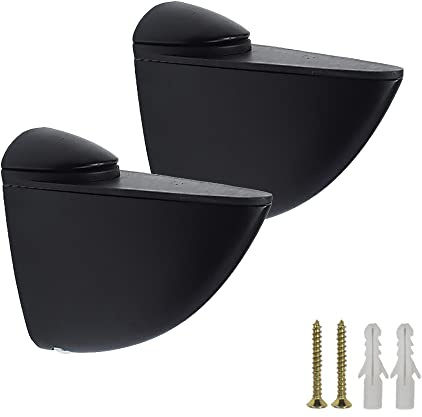 2 Stück Schwarz Glasbodenträger Verstellbare Glasregalhalterung Glasklemme Inklusive Expansionsrohr und Schrauben Wandregal für 3-20 mm Holz/Glasregale Küche Badezimmer Regalhalter, M