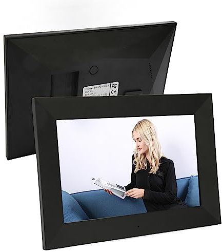 Dpofirs 8-Zoll-WiFi-Digital-Bilderrahmen, 16 GB 1280 X 800 IPS-Touchscreen Smart Cloud-Fotorahmen, an der Wand Montierbarer APP-Fernbedienungs-Digital-Fotorahmen für Frameo APP (EU-Stecker)