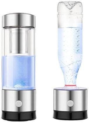 Wasserstoffreiche Wasser-Generatorflasche 3-in-1 Tragbare Molekulare Wasserstoff-Wasser-Ionisator-Maschine 3 Minuten Wasserstoffkonzentration 900-1400PPB Mit Teefach Und Zarte Verpackung ( Color : Sil