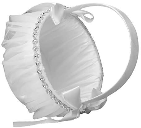 HOMSFOU Tragbarer Blumenkorb Korb Für Eheringe Süßigkeitenkorb Zum Geburtstag Obstkorb Brotkorb Hochzeit Blütenblatt Baske Serviertablett Für Speisen Blumenmädchen Spitze Weiß Braut Weide