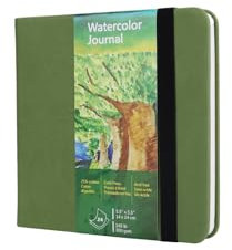 tumuarta Quadratisches Aquarell-Skizzenbuch, 63,5 kg, 300 g/m², Baumwollpapier, Kaltpresse, 48 Seiten, gebunden, Aquarellpapierblock zur Verwendung als Reisetagebuch und gemischter Media-Block, Grün,