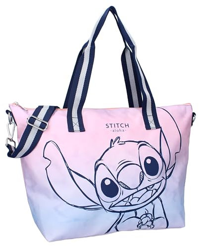 Vadobag Disney Lilo und Stitch Aloha - Große Einkaufstasche - Maße 48 x 32 x 14 cm - Mehrfarbig, mehrfarbig