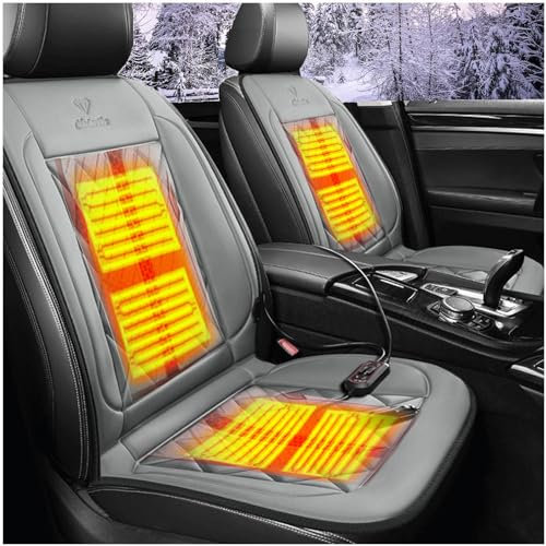 BesBet autositzheizungsauflage zigarettenanzünder - Intelligenter Steuerstromschutz Eizauflage Autositz - Zum Fahren Geeignet sitzheizung Auto Auflage 12v,Gray