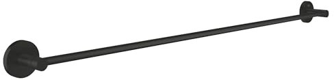 GROHE Start, Handtuchhalter ohne Bohren (für ein großes Handtuch, 85cm breit, zum Kleben oder Bohren, inkl. Dübel und Schrauben, ohne Kleber, verdeckte Befestigung), rund, schwarz, 411872430