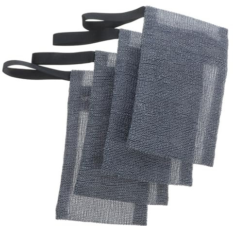 minkissy 4 x Seifensäckchen Luffa-Beutel mit Kordelzug, Seifennetzbeutel, Seifen-Beutel, Seifen-Beutel, Naturschaum-Netzbeutel, Seifenhalter, Seifenschrubber, Konservierungsbeutel, Haushalts-Nylon
