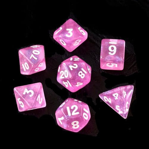 Moonstone Mini-DND-Würfel-Set für MTG-Rollenspiel, Dungeons and Dragons, 10 mm, Mondstein-Rosa