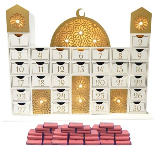 Ramadan-Moschee-Kalender und rosa Pralinen, 30 Stück
