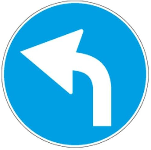 GLOBAL CARTELLO IN LAMIERA SCATOLATA DISCO diametro 60 cm - PREAVVISO DIREZIONE OBBLIGATORIA A SINISTRA - SEGNALE CATARIFRAGENTE CON CAVALLETTO (Solo Cartello)