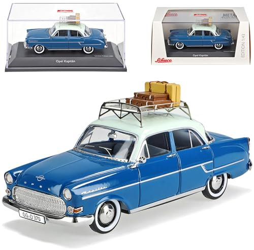 Opel Kapitän Riviera 1957 Blau mit Dachgepäck 1/43 Schuco Modell Auto Modell Auto