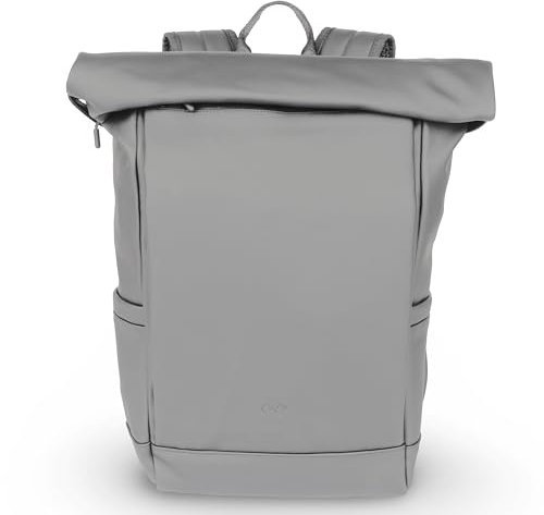 Cas8 Laptoprucksack NOMAD, funktioneller Rolltop Rucksack für Damen und Herren, wasserfester Backpack mit Laptopfach bis 15,6 Zoll für Arbeit, Freizeit & Schule, grau