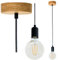LED Wood Hängelampe Holz - Handgefertigte Pendelleuchte Höhenverstellbar 0-100 cm - Hängeleuchte aus Eichenholz Industrial - Retro Deckenlampe Hängend E27 - Vintage Lampe Decke - Glühbirne nicht inkl.