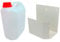 Conjunto garrafa PVC de 5L para descarga desagüe aire acondicionado + Soporte metálico en U de pared | kit bidón pequeño soporte