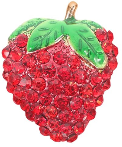 LIFKOME Strass-Erdbeer-Brosche Erdbeer-Anstecknadel Obst-Brosche Brosche Hemd-Bolzen Anstecknadel Hutnadel Für Frauen Und Mädchen