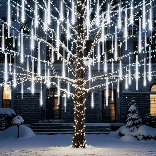 ZPQBEYE Meteor Luci per doccia Luci di Natale per esterni 24 tubi 576 LED neve che cade pioggia ghiacciolo luci per albero di Natale decorazioni natalizie festa di nozze decorazione giardino vacanza