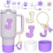 13 Pcs Letter Cup Accessories Set for Stanley Straw Cover Silicone Boots Compatible with Stanley Tumbler 30 oz 40 oz Personalized Initial Name ID A-Z Letter Charm Letter Stickers for Women Girls(J)