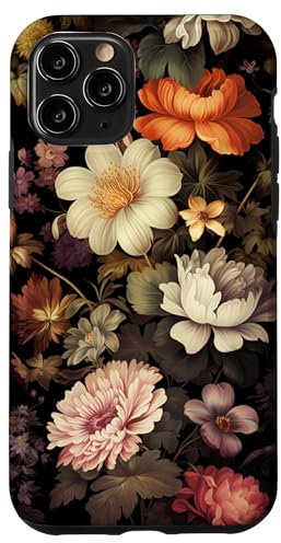 iPhone 11 Pro Vintage Dark Flower Pattern Moody Floral Case