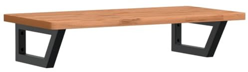 vidaXL Waschtischplatte mit Halterung, Holzplatte Waschtischkonsole Wandmontage, Waschbeckenplatte Wandkonsole Wandregal, Stahl Massivholz Buche