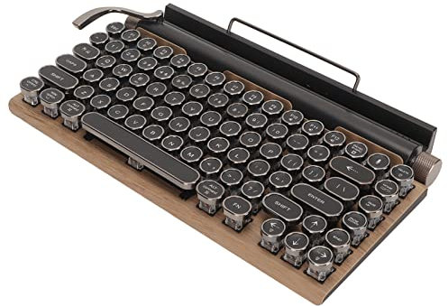 VBESTLIFE Mechanische -Tastatur, Kabellose Schreibmaschinentastatur mit RGB-Hintergrundbeleuchtung und Runden Vintage-Tastenkappen, Mode-Verbindung, Kompatibel mit, (Farbe der