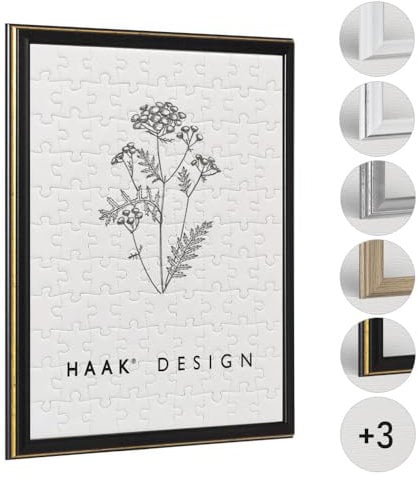 Haak Puzzlerahmen Kailey Schwarz Goldglanz Antik 60 X 80 cm (ca. 1500 Teile) Barockrahmen Bilderrahmen Rahmen für Puzzle