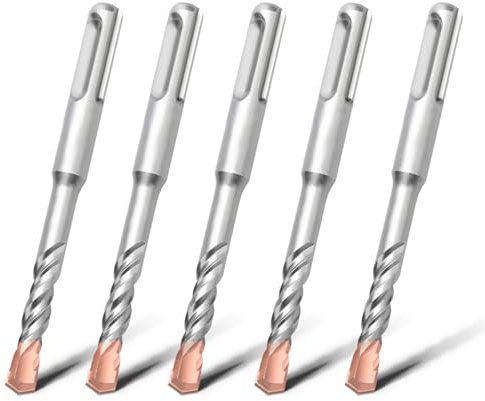 HSAWBIT 5 PACK OF - 8mm x 110mm LONG SDS MASONRY DRILL BIT, TUNGSTEN CARBIDE TIP SDS PLUS SHANK, FOR WALL STONE CONCRETE BRICK
