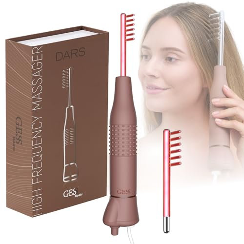 GESS DARS Masseur haute fréquence pour la croissance des cheveux, appareil de thérapie à haute fréquence fluo, intensité réglable, anti-perte de cheveux et rajeunissement du cuir chevelu avec brosse