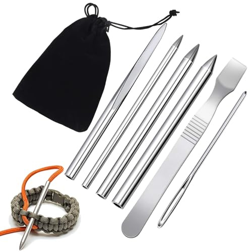 Stk Paracord Set,Paracord Zubehör,Paracord Schnürstich Nadel,Edelstahl Paracord Nadel,Paracord Glättungswerkzeug, Paracord Schnürnadeln, Paracord Nähnadeln,Zum Weben Paracord DIY