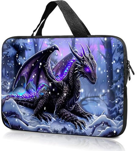 14 15 Laptop Handle Bag Computer Bag,14.2 15.4 inch Pouch Holder Notebook Sleeve Cover Compatible for Dell,Lenovo,Toshiba HP, Asus Notebook Messenger Briefcase-Purple Flying Dragon
