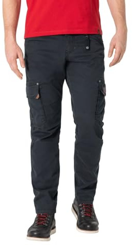Timezone Herren Cargo Regular Roger TZ - Regular Fit - Grau Schwarz W29-W40 | Baumwolle | Regular Fit | Mittlere Bundhöhe | Schmale Beine mit geshapten Knien | Große Gesäßtaschen mit Abnähern | Einfarbig