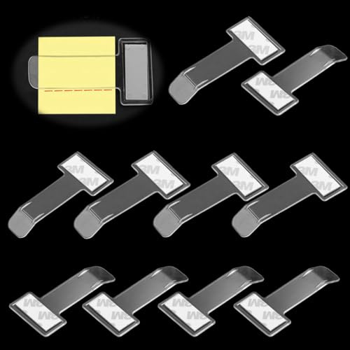 FENQURO Lot de 10 supports de tickets de stationnement autocollants pour pare-brise, support carte pare brise, Transparent, Support de tickets de voiture, 8 pièces, Blancs