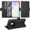 Cover per Honor Magic6 Lite Custodia con Vetro Temperato, Premium Pelle PU Portafoglio Slot per Scheda RFID Antifurto Funzione Supporto Flip Case, Antiurto per Honor Magic6 Lite 5G Cover (Nero)