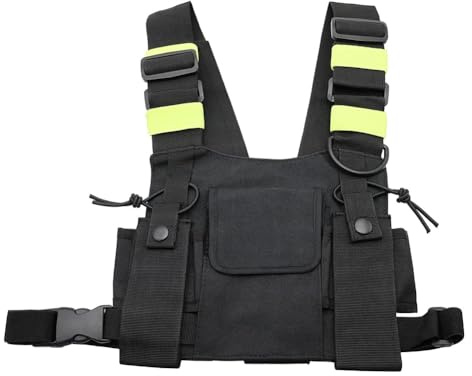 Giuneuow Walkie Talkie Borsa A Doppio Petto Radio Riflettente Porta Imbracatura per Petto Borsa Gilet Rig Walkie Talkie Confezione Anteriore A