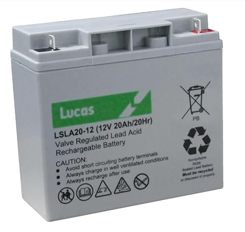 Lucas LSLA20-12 12V 20AH (17AH 18AH 19AH 20AH 21AH) VRLA AGM Sealed Rechargeable Battery for Golf Trolley, Mobility Scooters & Wheelchairs
