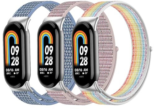 Gittos Nylon Armband Kompatibel mit Xiaomi Smart Band 9/Band 8 für Damen Herren