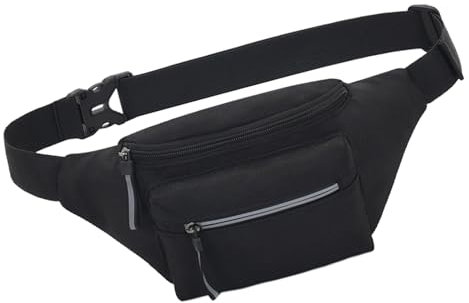 Effektive Hüfttasche für aktiven Lebensstil, robuste Nylon-Hüfttasche mit leicht zugänglichen Taschen für Läufer und Reisende, Schwarz