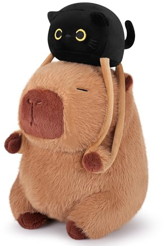 Capybara Plush Toy Stuffed Capybara Toy with Tiny Bag, Cuddly Toys Stuffed Animal Plush Pillow Simulation Animals Plushies Soft Animal Plushie Hugging Pillow Fluffy Cushion Doll Present Decor