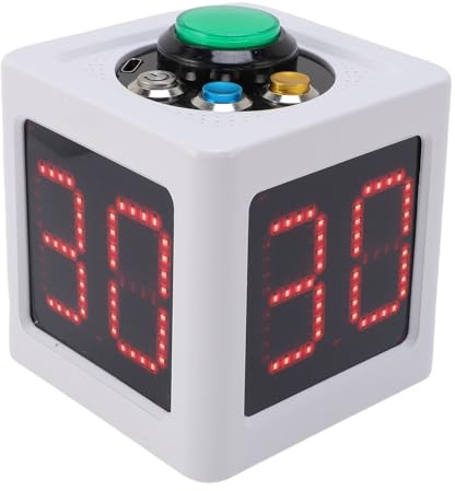 4-Seiten-Würfel-Timer Batterie, genauer Sekunden-Countdown Vier-Seiten-Anzeige Leicht ablesbares Format Würfel-Timer Batteriebetriebene Zeitschaltuhr für Poker Casino Schach (White)