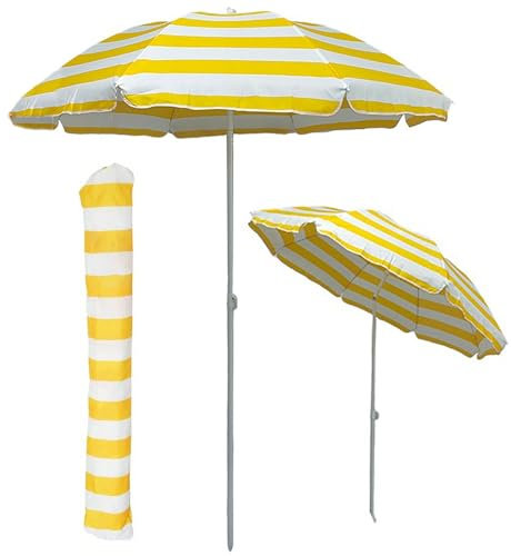 XOBRJQZ 180cm gelbe Sonnenschirm mit Tragetasche, UV 50 Schutz Außenschirm für Terrasse, Garten, Pool, Hinterhof