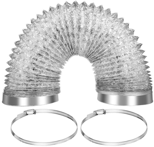Sosoport Flexible Trocknerentlüftungsschlauch aus Aluminiumfolie mit Verstellbarem Schlauchklemme und Aluminiumfolie Klebeband zur Reduzierung von Ölnebel Küche