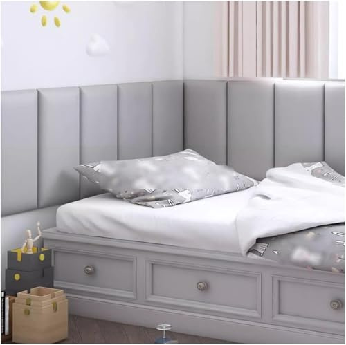 Gepolsterte Wandscheiben, Technisches Tuch Mit Hoher Dichte, Weiches Kissen Für Das Kinderzimmer, 3D Selbstklebende Antikollisionswände Für Kinderzimmer, Grigio, 50x200cm