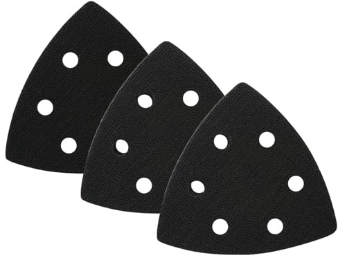 3 Pièces Tampons de Rechange Triangulaires 93x93x93 mm pour Delta | Plateau Ponceuse Triangulaire avec 6 Trous, Patin de Rechange pour Ponceuse, Interface mousse souple (Noir)