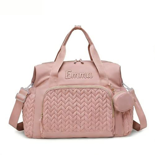 Personalisierte Umstands-Reisetasche, Wickeltasche, individuelle Multifunktionstasche, Babytasche mit großer Kapazität, Pink