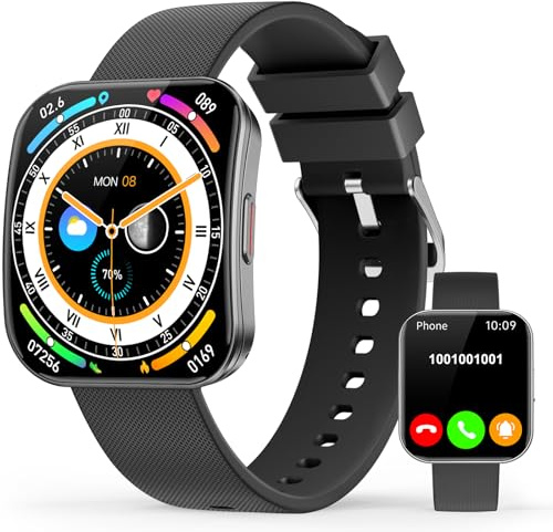 MFVLP Smartwatch Uomo Donna, 1.85 Orologio, KI Q&A, Smart Watch, Nero | Display Curvo, Chiamata Bluetooth, 110+ Sports, Contapassi/Sonno/Cardiofrequenzimetro, Impermeabile IP68, Android iOS