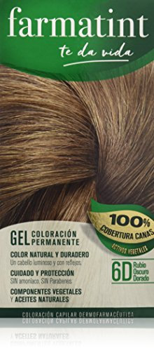 Farmatint 6D Rubio Oscuro Dorado. Tinte permanente. Cabello natural y color duradero. Sin amoníaco ni parabenes ni parafinas ni siliconas, 135ml