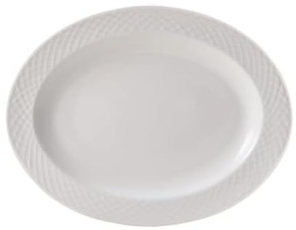 Mikasa Trellis White Bone China Lightweight Chip Resistant Oval Serving Platter, White