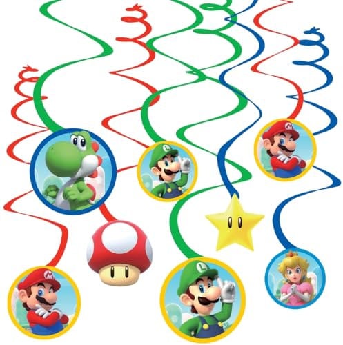 amscan- Super Bolsa de regalo para fiesta infantil con temática de Mario Bros, Color azul, talla estadounidense (013051599980)