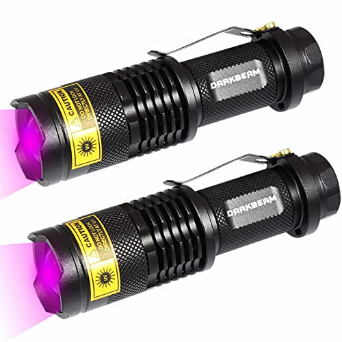 UV Lampe de poche lumière noire 395nm LED Blacklight pour animal domestique d'urine détecteur Portable Mini pour chien chat à sec taches punaises de lit Ultraviolet Flashlights lumières, noir 2 pack