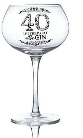 Boxer Gifts GWG240 Age 40 Let The Party Be-Gin Novelty Bloom Balloon Glass | Funny Glassware Perfect for a 40th Birthday | Packaged in a Gift Box, 9.5cm x 18.5cm
